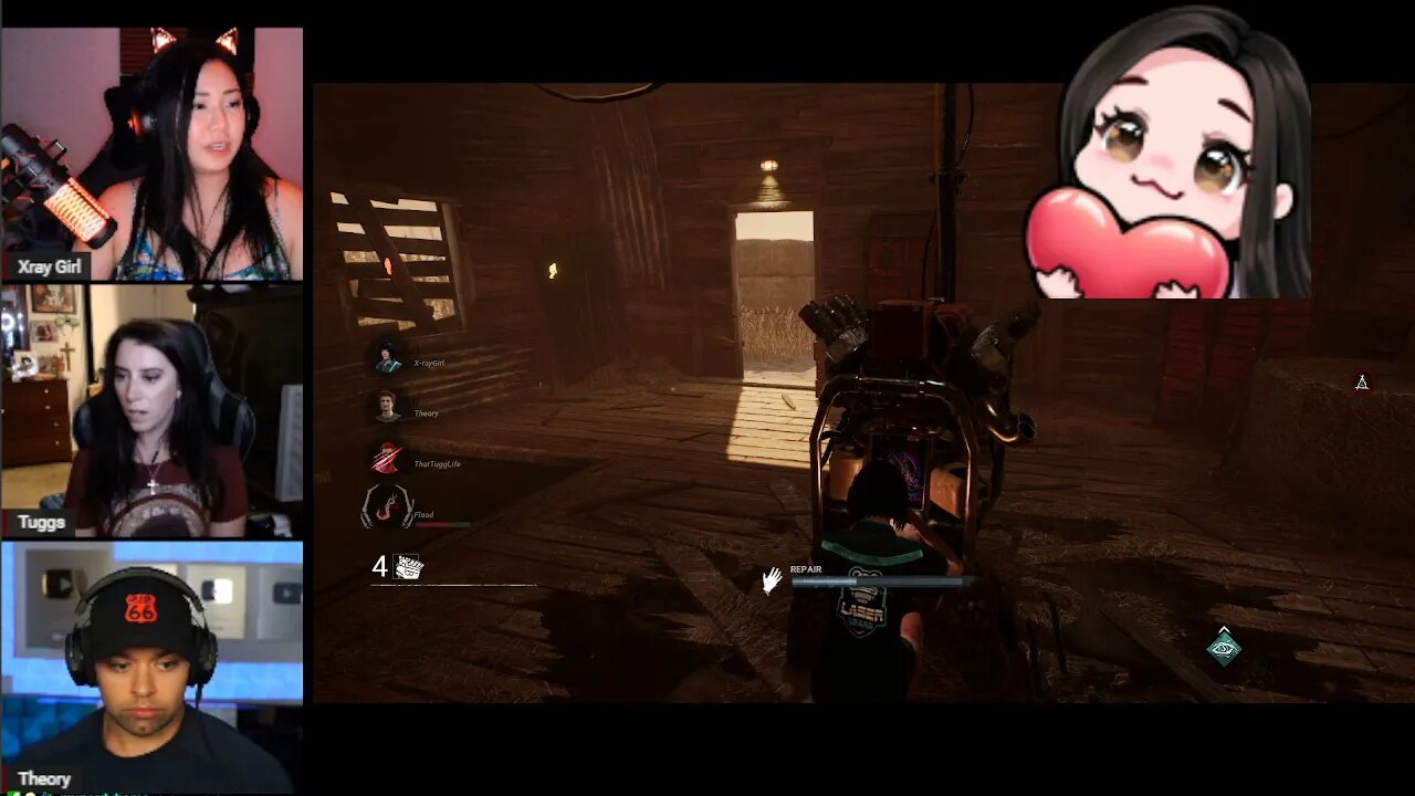 Testing out Theory's strength carrying Tuggs and I on his back in Dead by Daylight