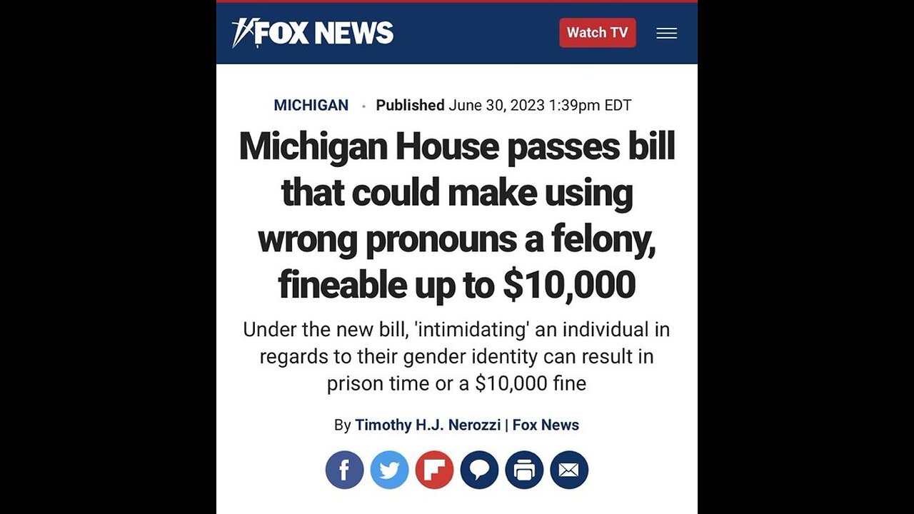 Michigan House passes Bill making Misgendering a FELONY
