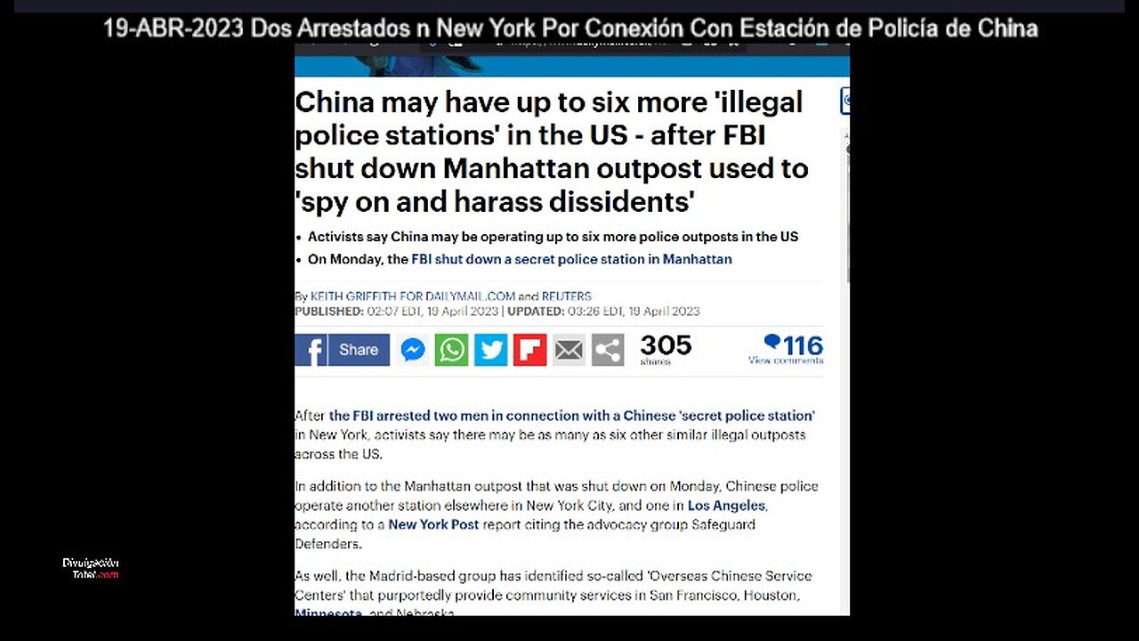 19-ABR-2023 Dos Arrestados n New York Por Conexión Con Estación de Policía de China