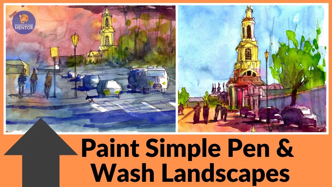 Pen and Wash Watercolor Landscape | Best Tips for Watercolor Painting