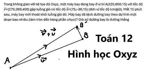 Toán 12: Trong không gian với hệ tọa độ Oxyz, một máy bay đang bay ở vị trí A(325;600;15)