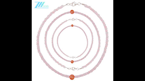pink opal Rose Quartz Rutilated Quartz pink colorful with beautiful necklace summer gift
