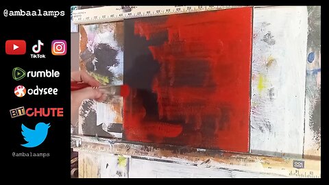 "Red and Black" oil painting demonstration, 12x12 oil on canvas abstract expressionist art