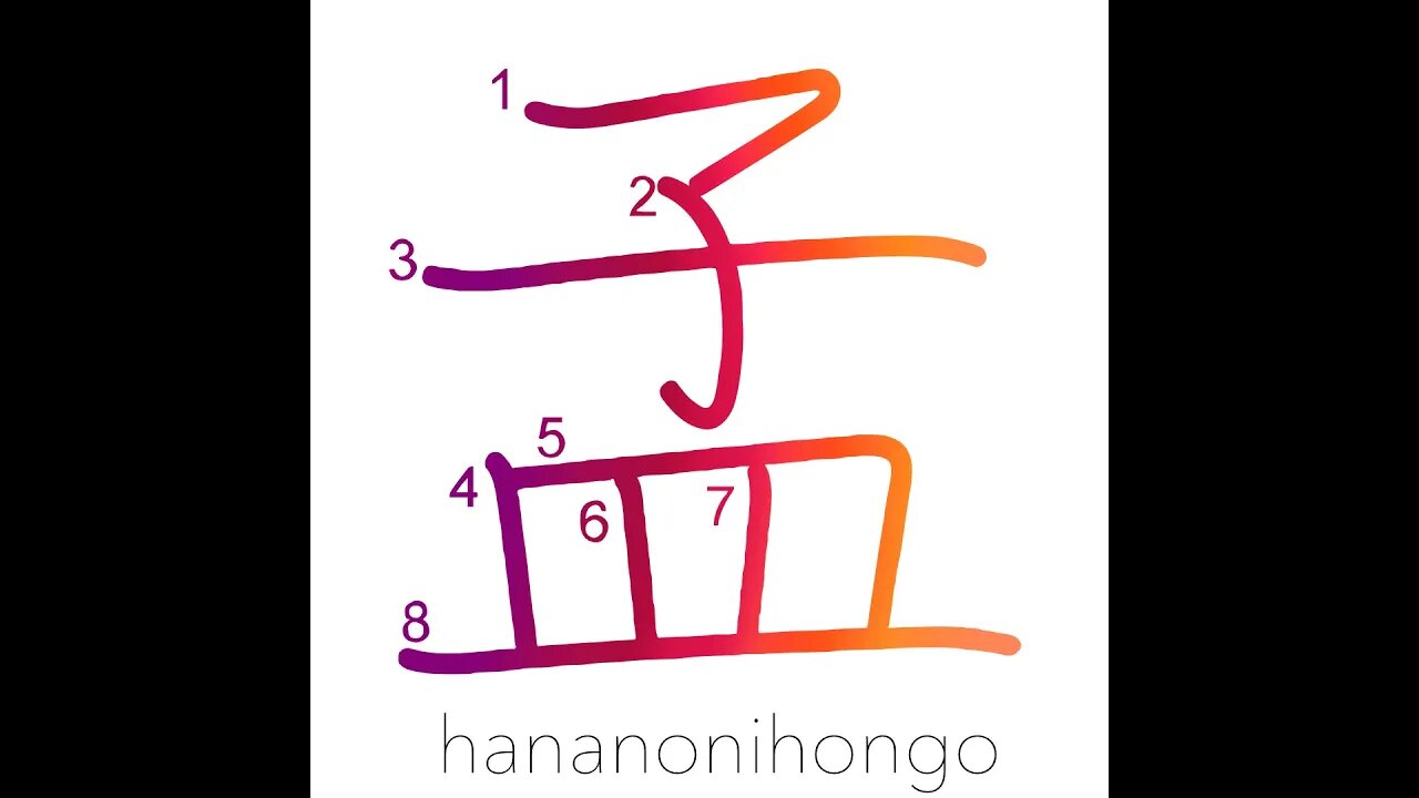 孟 - chief/beginning/Mencius - Learn how to write Japanese Kanji 孟 - hananonihongo.com