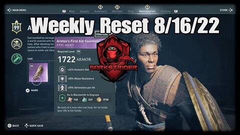 Assassin's Creed Odyssey- Weekly Reset 8/16/22