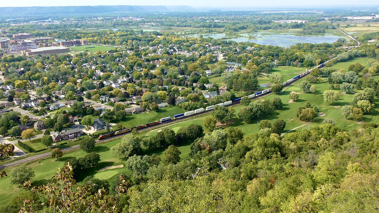 Train from high up on top of Granddad Bluff - La Crosse, WI (9-30-2023)