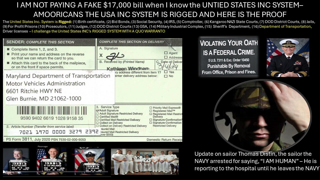 I AM NOT PAYING $17,000 TO THE USA INC PEDO WHEN I KNOW HOW THE USA INC SYSTEM IS RIGGED - SEE HOW