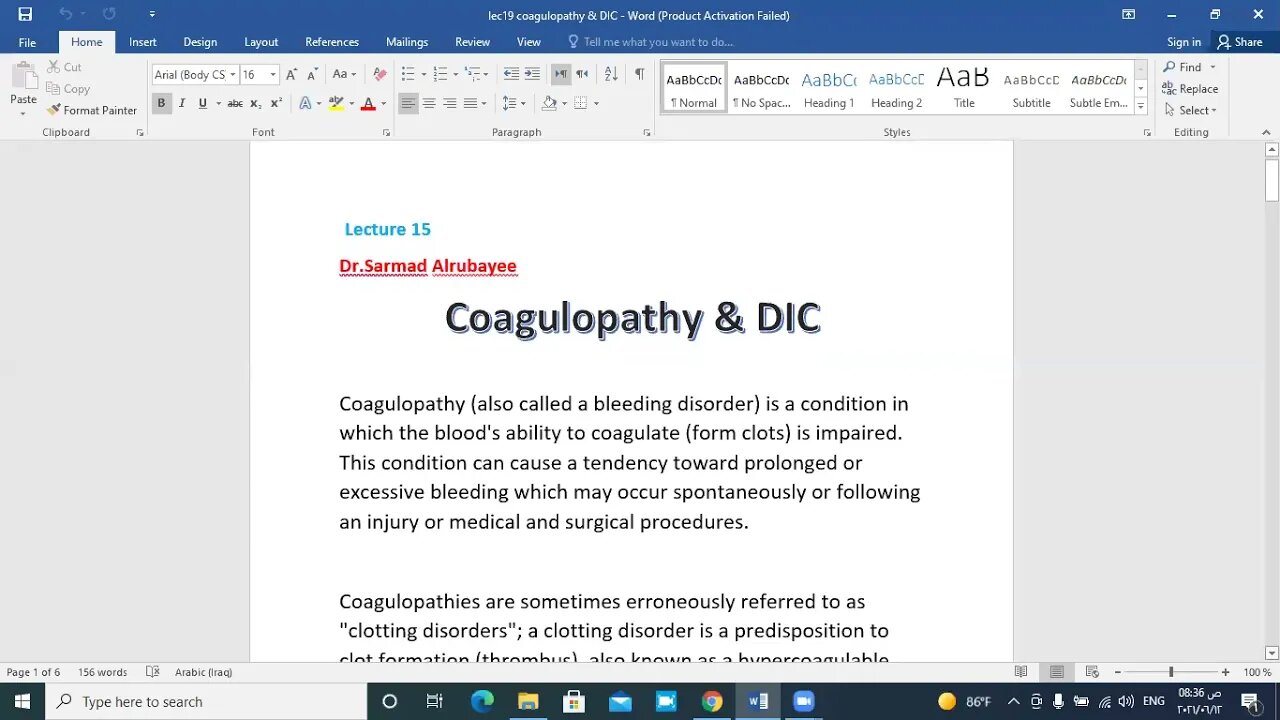 General surgery L19 (Coagulopathy and DIC)