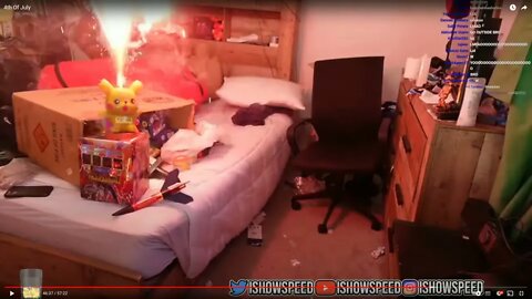 17 year old nearly burns house down on the 4th of July LoL fireworks inside bedroom (iShowSpeed) YT