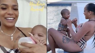 Chad Ocho Cinco's Fiancee Sharelle Takes Daughter Serenity Poolside! 🏊🏽‍♀️