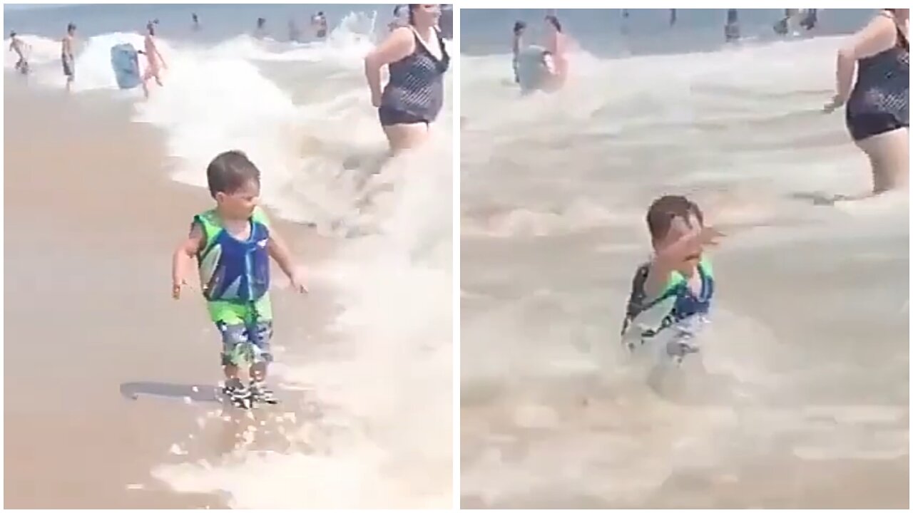 Baby Saved From Drowning On The Beach