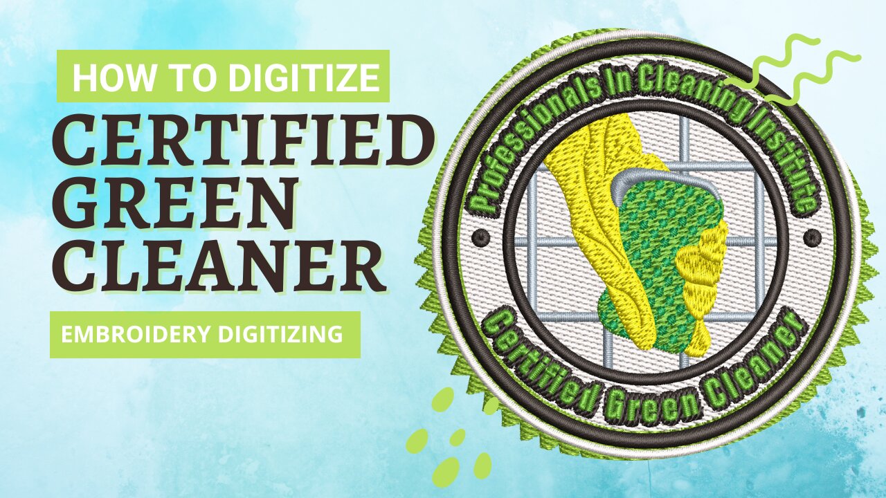 Certified green cleaner badge embroidery design | Wilcom embroidery digitizing dst,pes,hus,cnd files