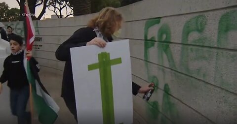 Pro-Hamas mob vandalized a military cemetery in LA.