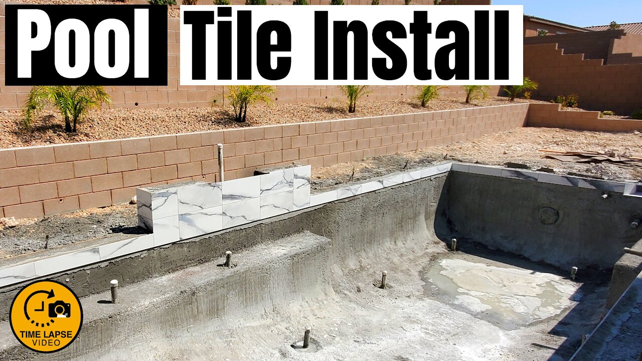 POOL TILE INSTALLATION - TIMELAPSE - HOW TO TILE A POOL