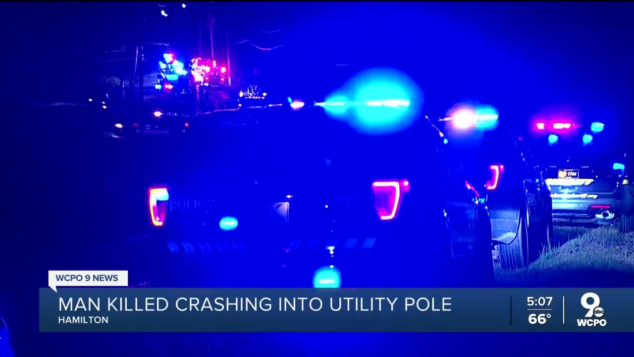 Man killed after crashing into utility pole in Hamilton