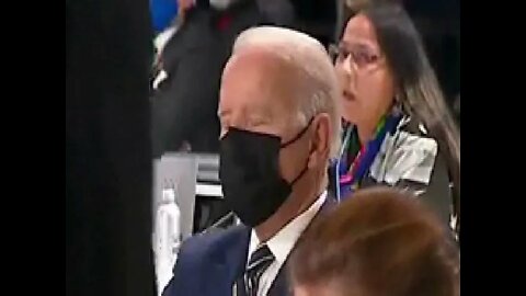 WATCH: Biden falls asleep at Climate meeting, Staffer comes to wake him up (they were watching him)