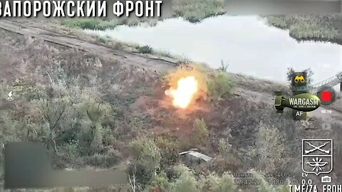 Russian LUN-7 FPV kamikaze drone used on tree covered hideout