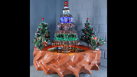 Create a beautiful forest with pine trees and waterfall for your family
