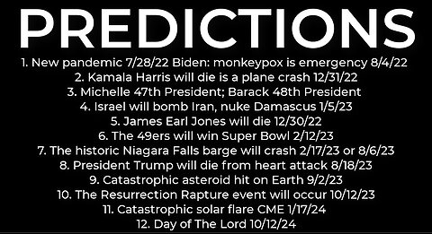 PREDICTIONS - Harris' plane crash 12/31; Israel nuke Damascus 1/5/23; asteroid 9/2/23