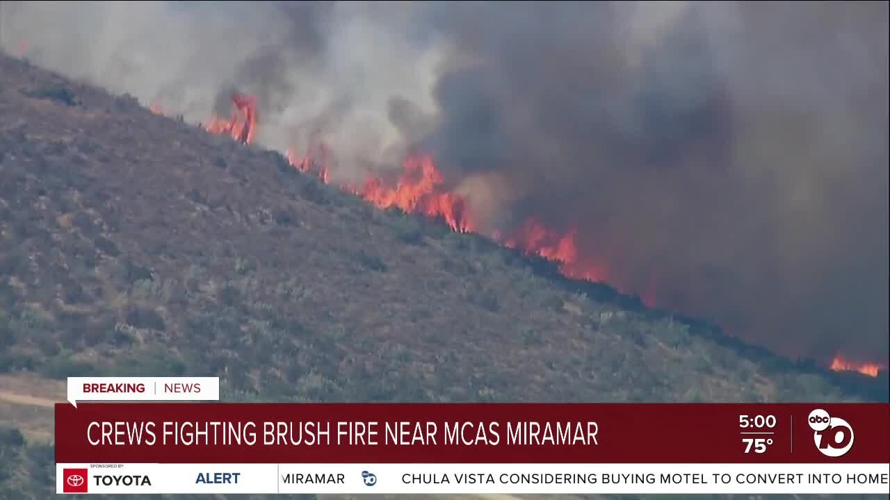 EOD detonation training sparks brush fire near Marine Corps Air Station in Miramar