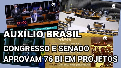 CONGRESSO E SENADO APROVAM 11 PROJETOS DE CRÉDITOS TOTAL DE 76 BI,QUE VIABILIZAM AUXÍLIO BRASIL.