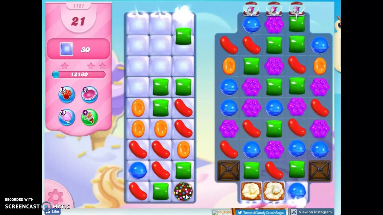 Candy Crush Level 1121 Audio Talkthrough, 1 Star 0 Boosters