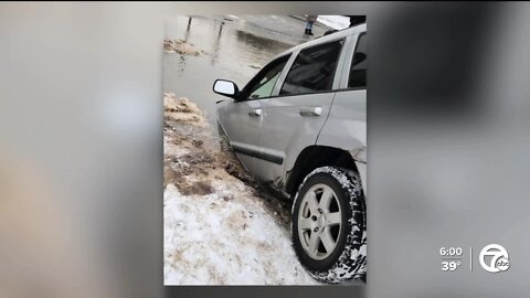 Neighbors concerned about road conditions after car goes into sinkhole