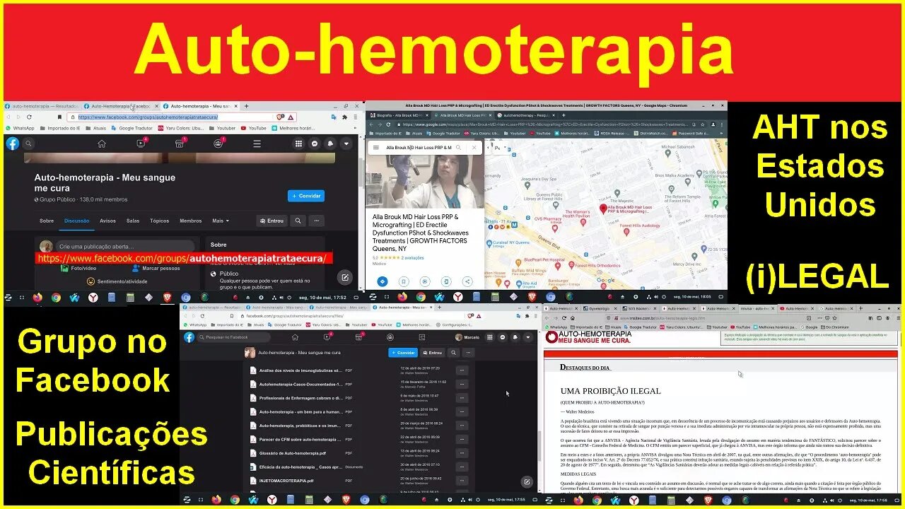 Grupo Auto-hemoterapia - Meu Sangue me Cura. Dra. Alla Brouk (EUA). Pub. Científicas e (i)LEGALIDADE