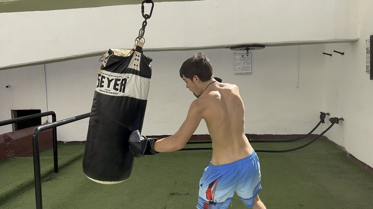 Practising boxing