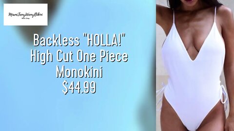 Backless "HOLLA!" High Cut One Piece Monokini - MiamiTeenyWeenyBikini.com