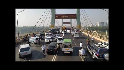 Public Retaliates Against Myanmar's Military Coup Regime With 'Broken Car' Protest In Largest City