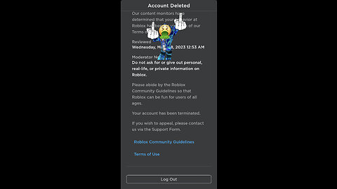 My roblox account got deleted