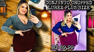 🛑 CONJUNTO CROPPED LUREX PLUS SIZE TAMANHO 46 AO 52