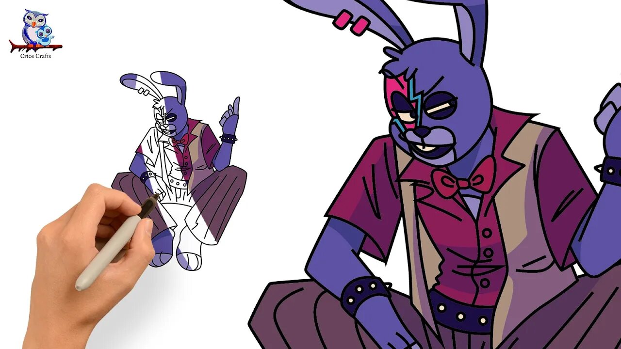 How To Draw Glamrock Bonnie FNAF Security Breach - Tutorial