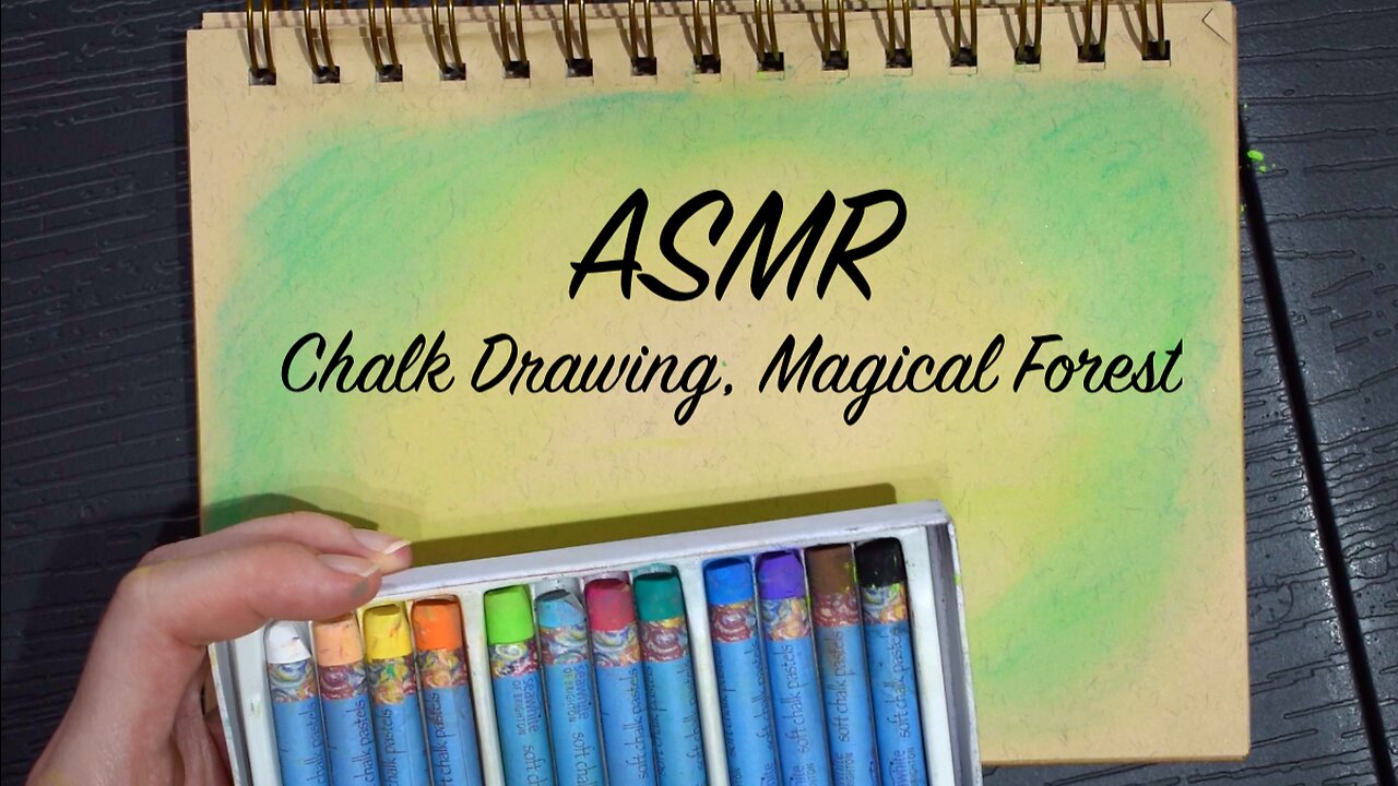 ASMR Chalk Drawing Magical Green Forest | Sketching and Paper Sounds | (No Talking)