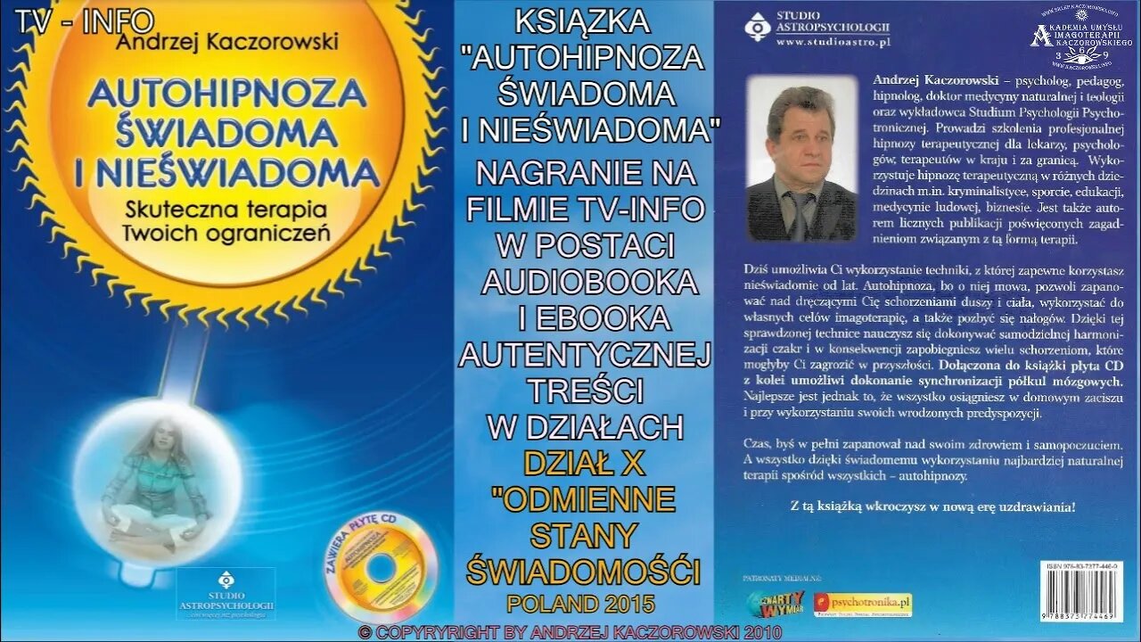 AUTOHIPNOZA, DZIAŁ X ,,ODMIENNE STANY ŚWIADOMOŚCI,, NAGRANIE NA FILMIE AUDIOBOOK- EBOOK TV INFO 2015
