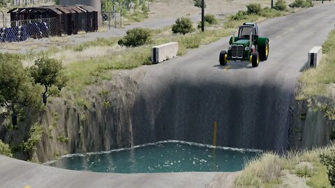 Tractor vs Giant Pit 1 | BeamNG | Crash Cars Games