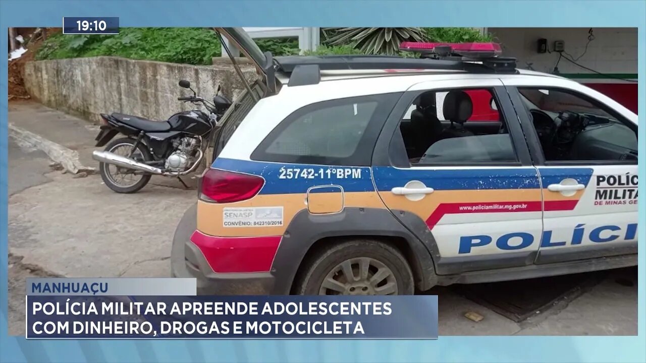 Manhuaçu: Polícia Militar apreende adolescentes com dinheiro, drogas e motocicleta