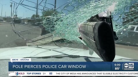 Mesa officer recounts terrifying moments when debris flew into his windshield