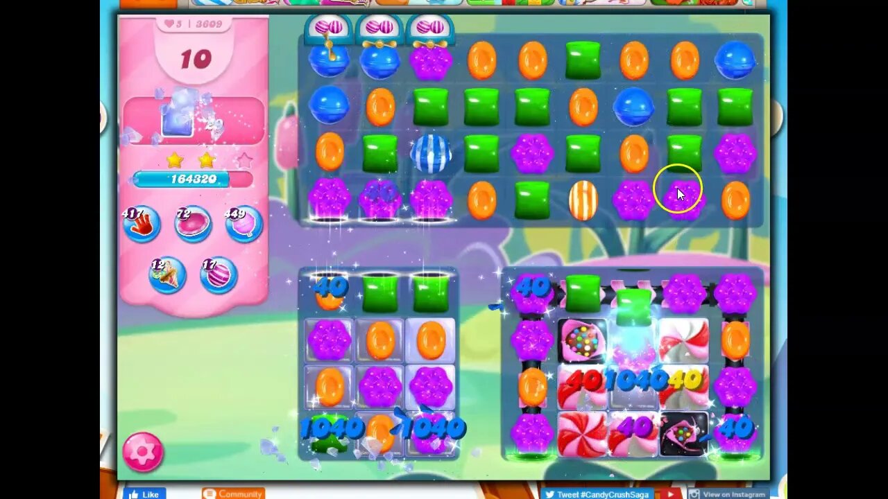 Candy Crush Level 3609 Talkthrough, 32 Moves 0 Boosters