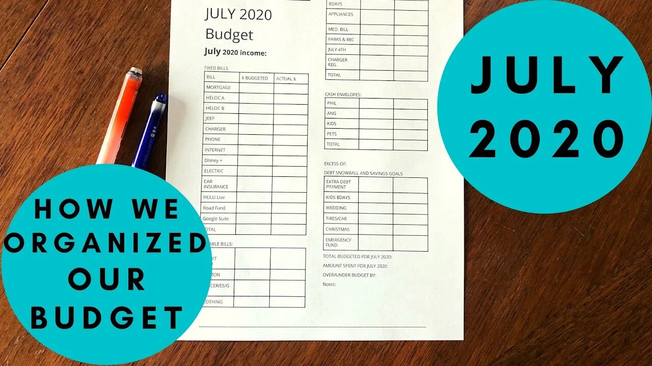 HOW WE ORGANIZED OUR JULY 2020 BUDGET (BUDGET SPREADSHEET). BUDGETING AND OUR DEBT FREE JOURNEY!