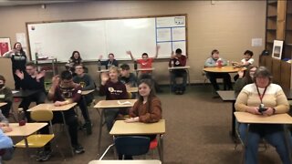 Cameron visits Omro Middle School