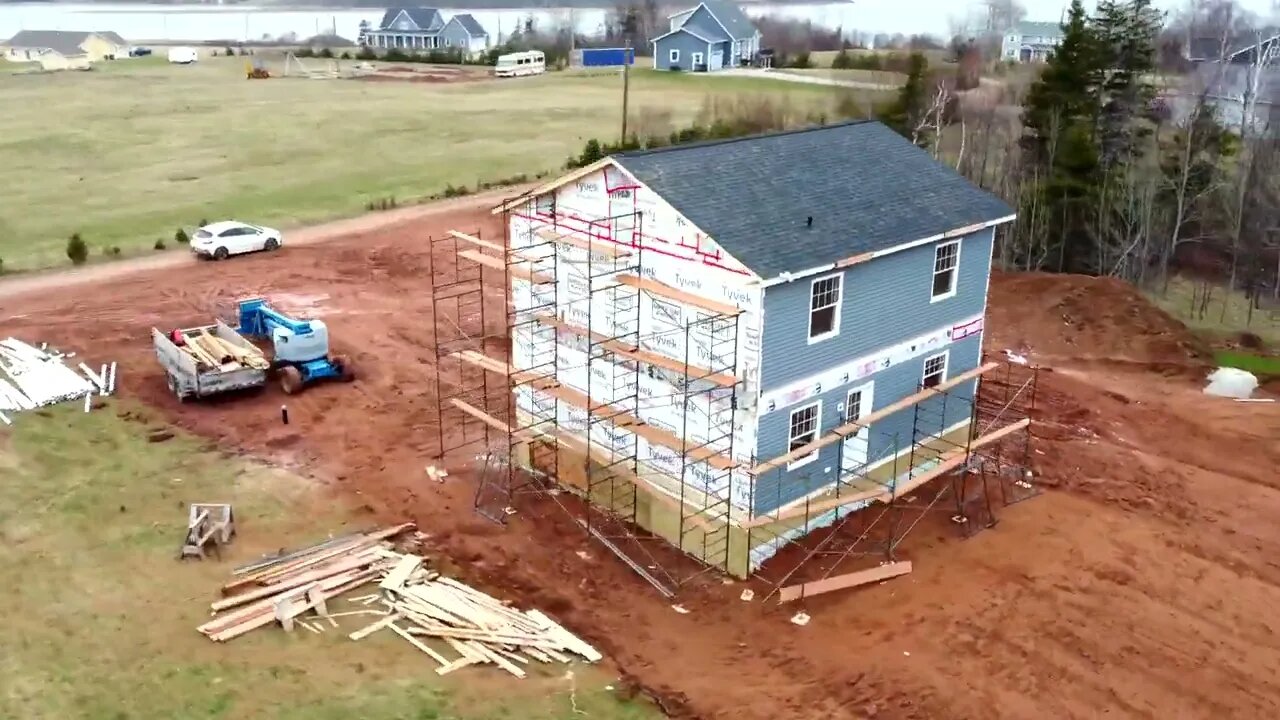 Drone Shots of a New House Being Built