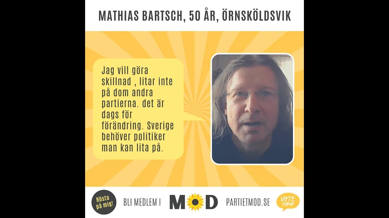 Mathias Bartsch, 50 år, lastbilschaufför, Örnsköldsvik | MoDs Riksdagskandidater