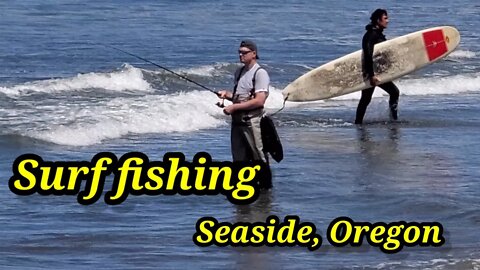Seaside, Oregon beach walk and Surf fishing🐠🇺🇸