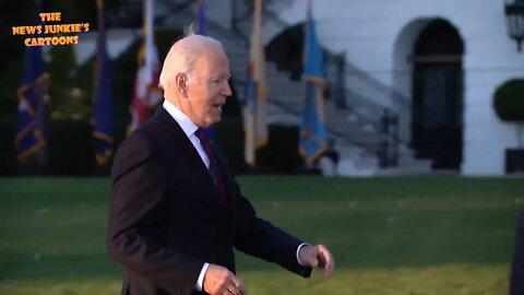 Biden walks back to podium because he forgot his mask: "Oh, my mask," can't find it, gives up.