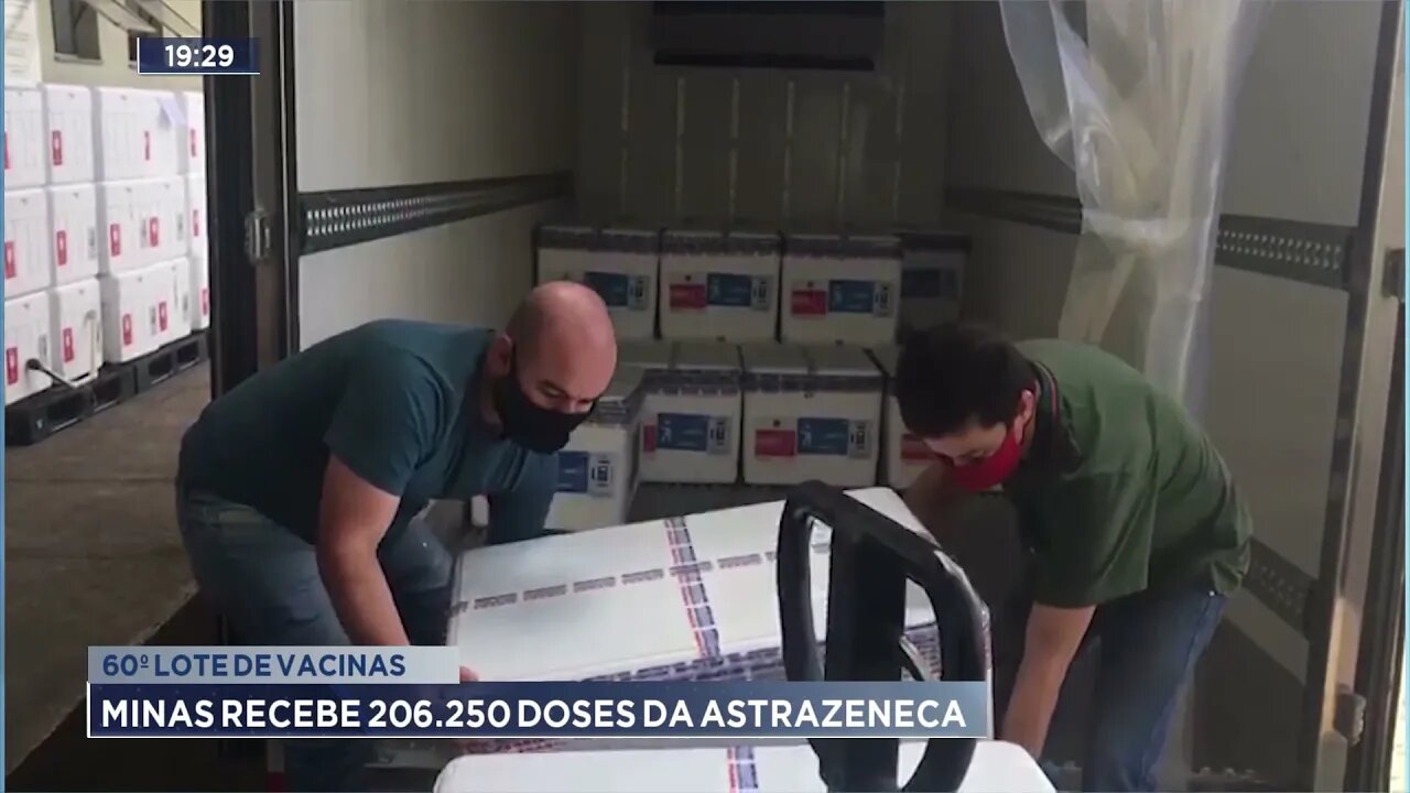 60º lote de vacinas: Minas recebe 206.250 doses da Astrazeneca