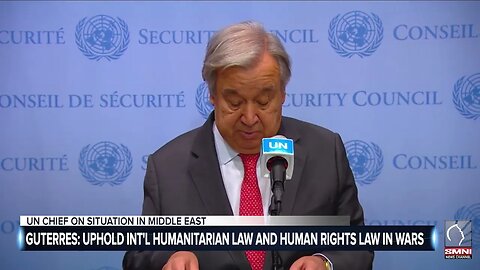 UN Secretary General Antonio Guterres addresses ongoing Israel-Hamas conflict.