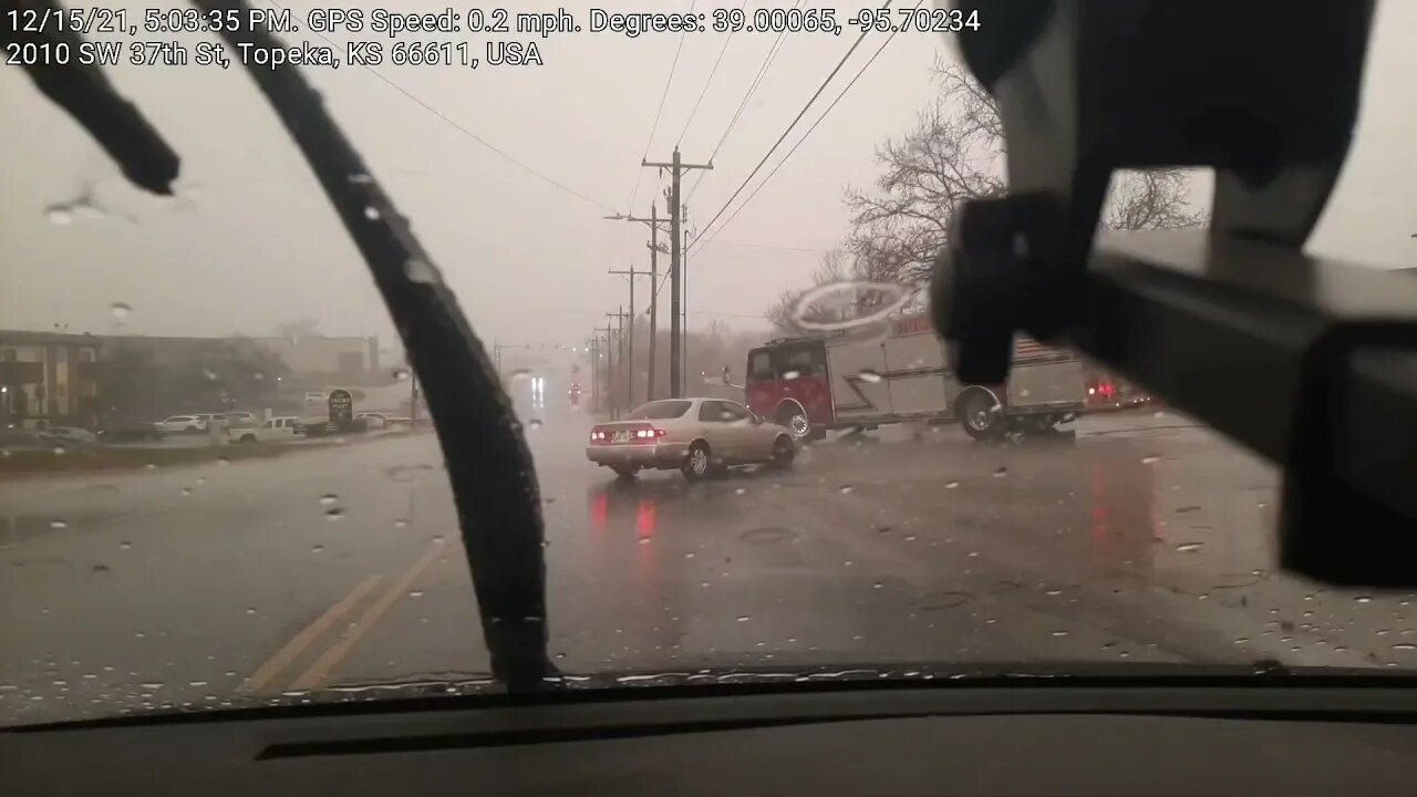 Driver forgets there's a fire truck in the way