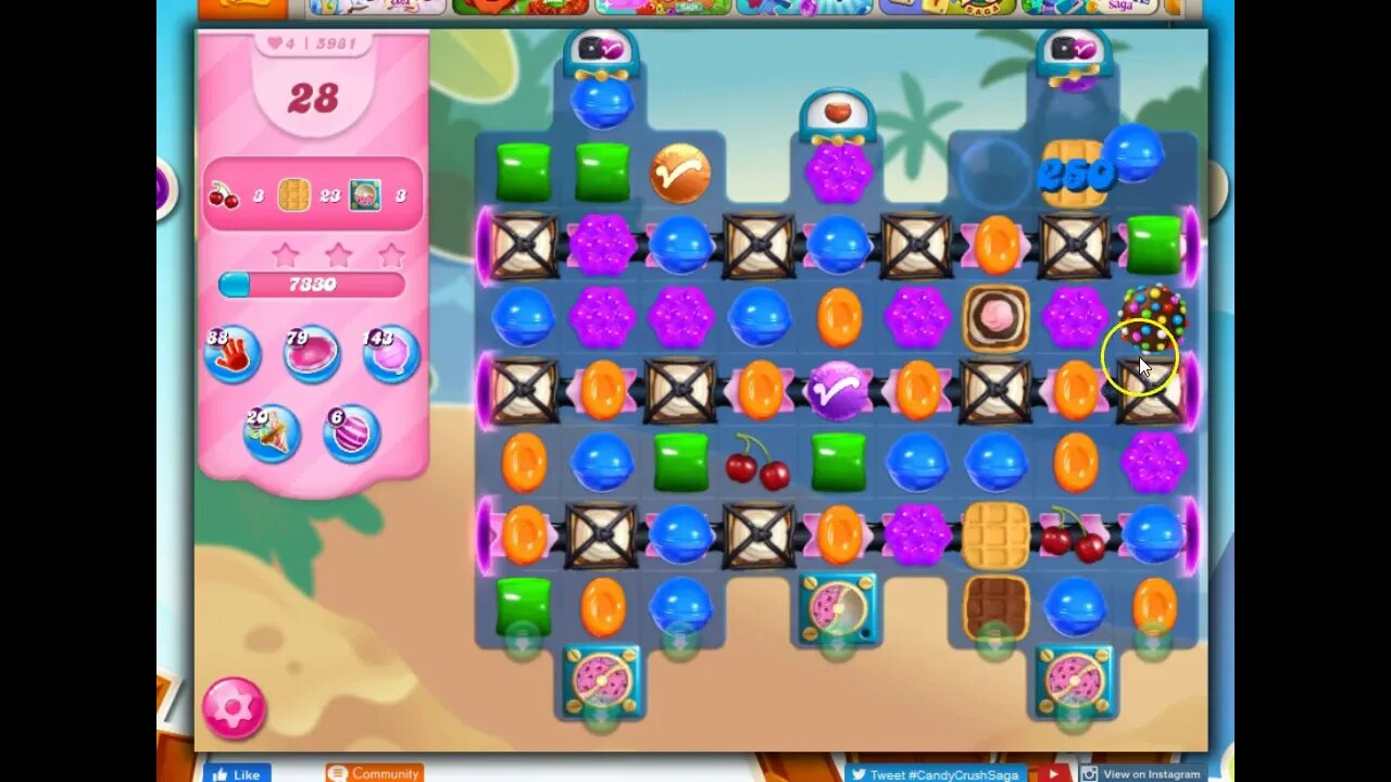 Candy Crush Level 5981 Talkthrough, 31 Moves 0 Boosters